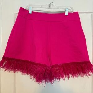 Emily McCarthy hot pink feather trim shorts women’s XL